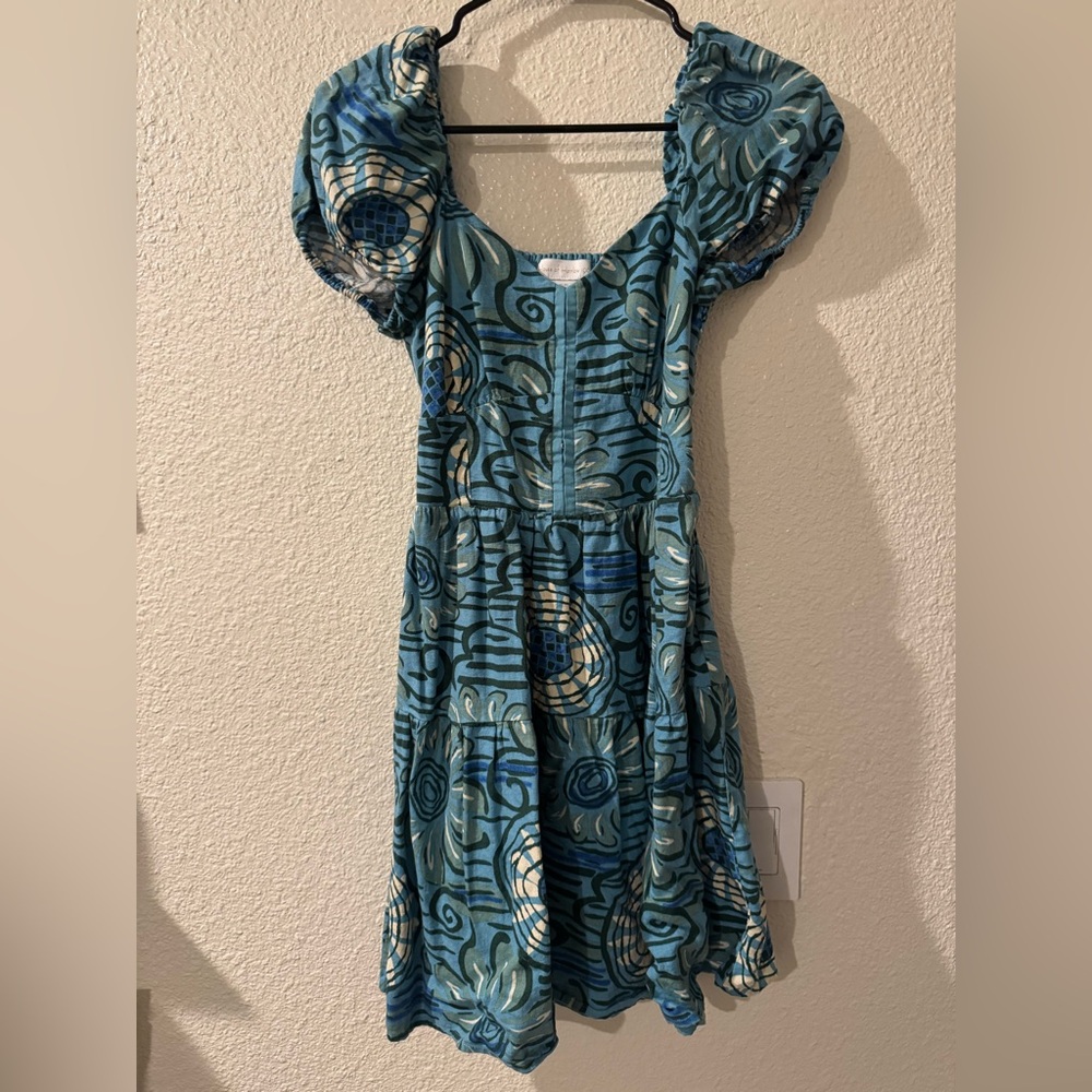 House of Harlow 1960 Blue and Cream Mini Dress